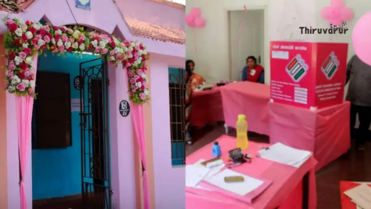 Polling-stations-glowing-pink Thiruvarur, Tamil Nadu | திருவாரூர், தமிழ் நாடு